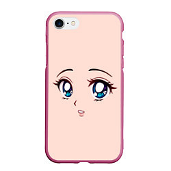 Чехол iPhone 7/8 матовый Surprised anime face, цвет: 3D-малиновый