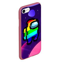 Чехол iPhone 7/8 матовый AMONG US - RAINBOW SPACE, цвет: 3D-малиновый — фото 2