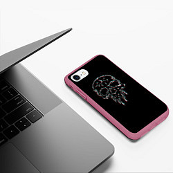 Чехол iPhone 7/8 матовый Skull Glitch, цвет: 3D-малиновый — фото 2