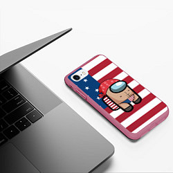Чехол iPhone 7/8 матовый Among Us American Boy Z, цвет: 3D-малиновый — фото 2