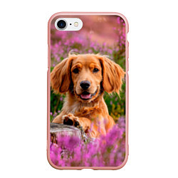 Чехол iPhone 7/8 матовый Dog, цвет: 3D-светло-розовый