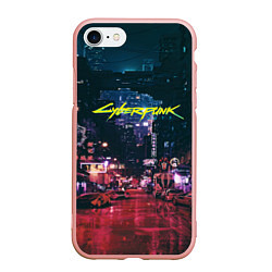 Чехол iPhone 7/8 матовый Cyberpunk 2077, цвет: 3D-светло-розовый