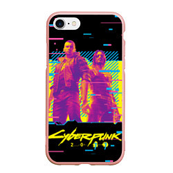 Чехол iPhone 7/8 матовый Cyberpunk 2077 - Взлом системы, цвет: 3D-светло-розовый