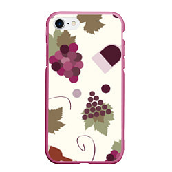 Чехол iPhone 7/8 матовый Виноград и винишко, цвет: 3D-малиновый