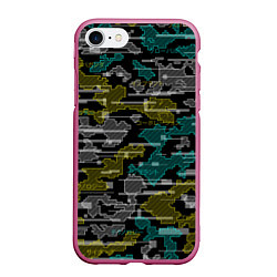 Чехол iPhone 7/8 матовый Futuristic Camo, цвет: 3D-малиновый