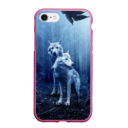 Чехол iPhone 7/8 матовый Волки, цвет: 3D-малиновый
