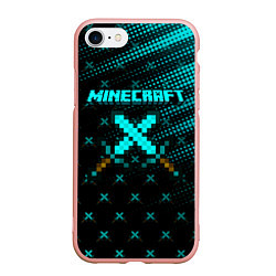 Чехол iPhone 7/8 матовый Minecraft, цвет: 3D-светло-розовый