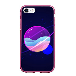 Чехол iPhone 7/8 матовый Солнечная система, цвет: 3D-малиновый