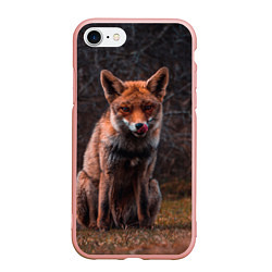 Чехол iPhone 7/8 матовый Хищная лисица, цвет: 3D-светло-розовый