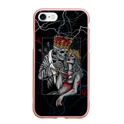 Чехол iPhone 7/8 матовый The Skull King and Queen, цвет: 3D-светло-розовый