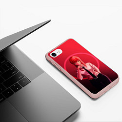 Чехол iPhone 7/8 матовый Человек Бензопила, цвет: 3D-светло-розовый — фото 2