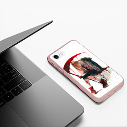 Чехол iPhone 7/8 матовый Человек Бензопила Аниме, цвет: 3D-светло-розовый — фото 2
