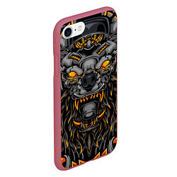 Чехол iPhone 7/8 матовый Хищный лев киборг, цвет: 3D-малиновый — фото 2