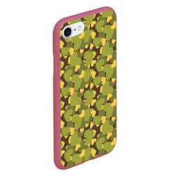 Чехол iPhone 7/8 матовый Сердечки камуфляж, цвет: 3D-малиновый — фото 2
