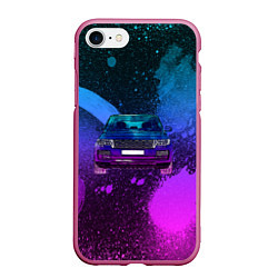 Чехол iPhone 7/8 матовый LAND ROVER NEON, цвет: 3D-малиновый