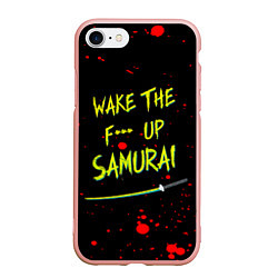Чехол iPhone 7/8 матовый WAKE THE F*** UP SAMURAI, цвет: 3D-светло-розовый