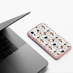 Чехол iPhone 7/8 матовый Коты Паттерн, цвет: 3D-светло-розовый — фото 2