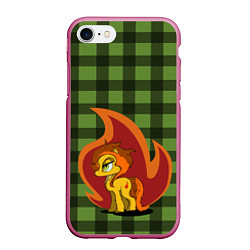 Чехол iPhone 7/8 матовый Пони по имени Огонек, цвет: 3D-малиновый