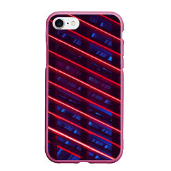 Чехол iPhone 7/8 матовый Неоновые полосы, цвет: 3D-малиновый