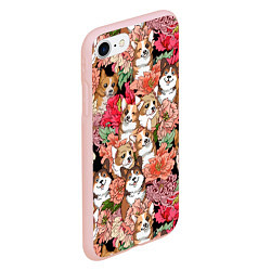 Чехол iPhone 7/8 матовый Корги & Цветы, цвет: 3D-светло-розовый — фото 2
