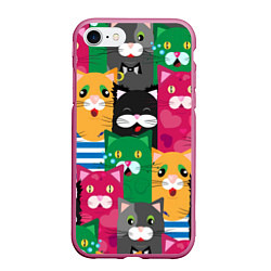 Чехол iPhone 7/8 матовый Удивленные Коты, цвет: 3D-малиновый