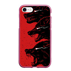 Чехол iPhone 7/8 матовый Evil Wolves, цвет: 3D-малиновый