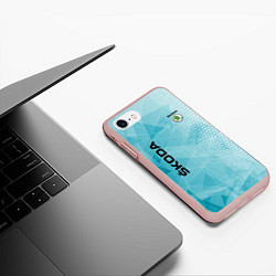 Чехол iPhone 7/8 матовый SKODA, цвет: 3D-светло-розовый — фото 2