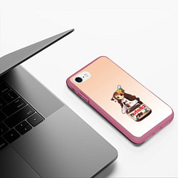 Чехол iPhone 7/8 матовый Анимешная девочка с нутэллой, цвет: 3D-малиновый — фото 2