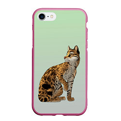 Чехол iPhone 7/8 матовый Дикий кот оцелот, цвет: 3D-малиновый