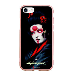 Чехол iPhone 7/8 матовый Cyberpunk 2077 самурай, цвет: 3D-светло-розовый
