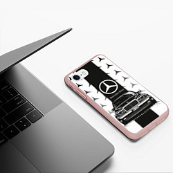 Чехол iPhone 7/8 матовый MERCEDES BENZ, цвет: 3D-светло-розовый — фото 2