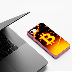 Чехол iPhone 7/8 матовый БИТКОИН МОЛНИЯ BITCOIN, цвет: 3D-малиновый — фото 2