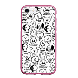 Чехол iPhone 7/8 матовый BTS BT21, цвет: 3D-малиновый