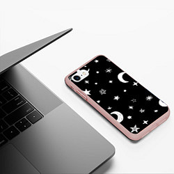 Чехол iPhone 7/8 матовый Звездное небо, цвет: 3D-светло-розовый — фото 2