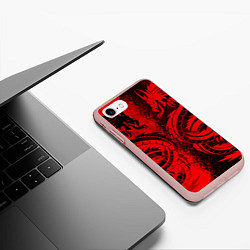 Чехол iPhone 7/8 матовый BLACK RED DRAGONS TATOO, цвет: 3D-светло-розовый — фото 2