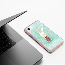 Чехол iPhone 7/8 матовый Зайчик с подарком, цвет: 3D-светло-розовый — фото 2