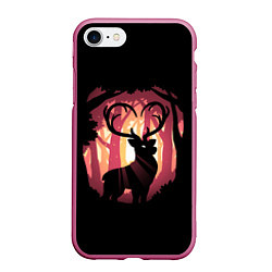 Чехол iPhone 7/8 матовый Олень в лесу, цвет: 3D-малиновый