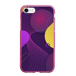 Чехол iPhone 7/8 матовый ГЕОМЕТРИЧЕСКИЕ ЛИНИИ, цвет: 3D-малиновый