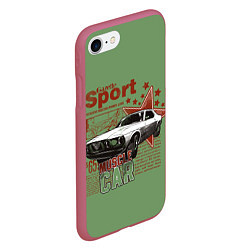 Чехол iPhone 7/8 матовый Muscle car, цвет: 3D-малиновый — фото 2