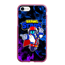 Чехол iPhone 7/8 матовый Brawl StarsSuperstar Stu, цвет: 3D-малиновый