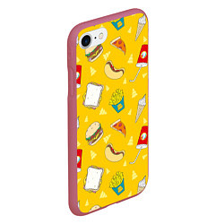 Чехол iPhone 7/8 матовый Фастфуд, цвет: 3D-малиновый — фото 2