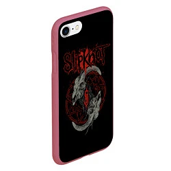 Чехол iPhone 7/8 матовый Slipknot Черепа, цвет: 3D-малиновый — фото 2