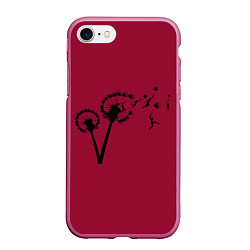 Чехол iPhone 7/8 матовый Dandelion flight Red Frame, цвет: 3D-малиновый