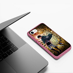 Чехол iPhone 7/8 матовый Грозный солдат Эрен, цвет: 3D-малиновый — фото 2