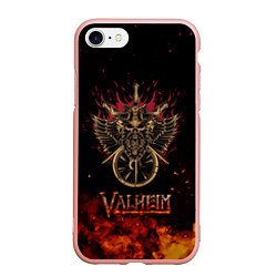 Чехол iPhone 7/8 матовый Valheim символ черепа, цвет: 3D-светло-розовый