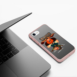 Чехол iPhone 7/8 матовый Valheim викинг на свине, цвет: 3D-светло-розовый — фото 2
