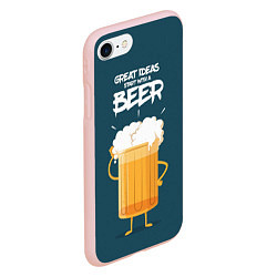 Чехол iPhone 7/8 матовый Great Ideas start with a BEER, цвет: 3D-светло-розовый — фото 2