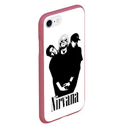 Чехол iPhone 7/8 матовый Nirvana Группа, цвет: 3D-малиновый — фото 2