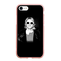 Чехол iPhone 7/8 матовый Курт Кобейн в Очках Nirvana, цвет: 3D-светло-розовый
