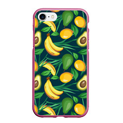 Чехол iPhone 7/8 матовый Фрукты, цвет: 3D-малиновый